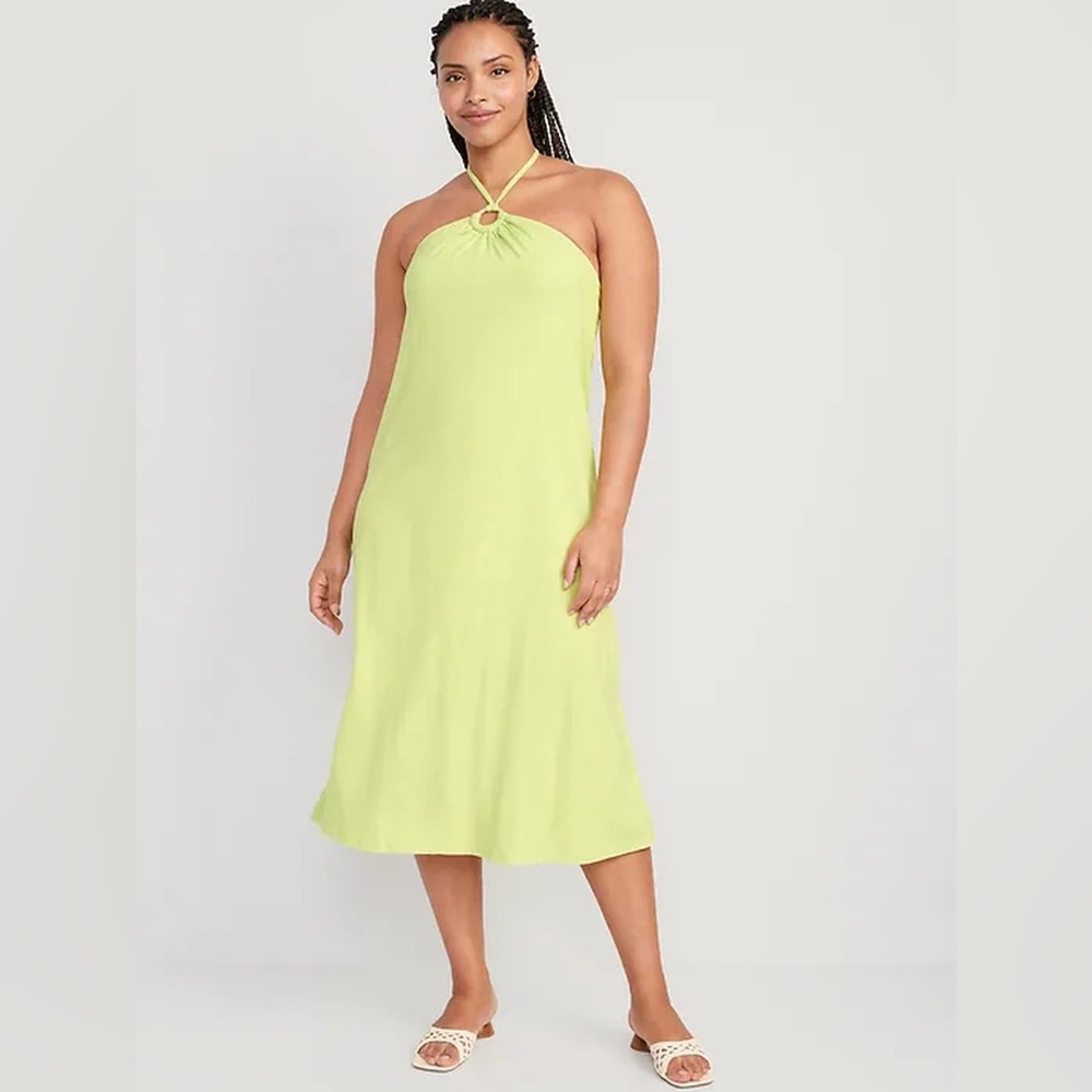 Old Navy Slub-Knit Halter Midi Shift Dress